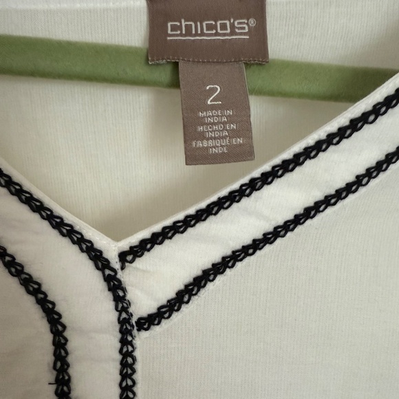 Chico's lightweight tunic top with embroidery - Boho, Peasant style SZ 12 - Picture 3 of 5